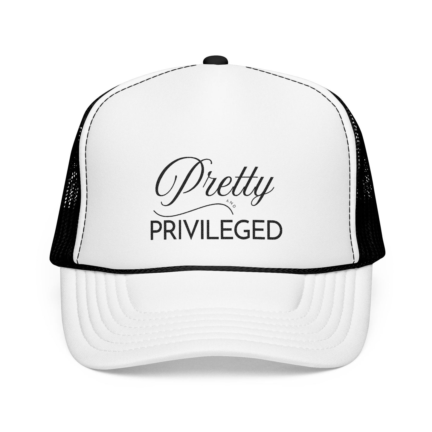 Pretty Privileged Foam Trucker Hat - Stylish Embroidered Cap for Fashion Lovers